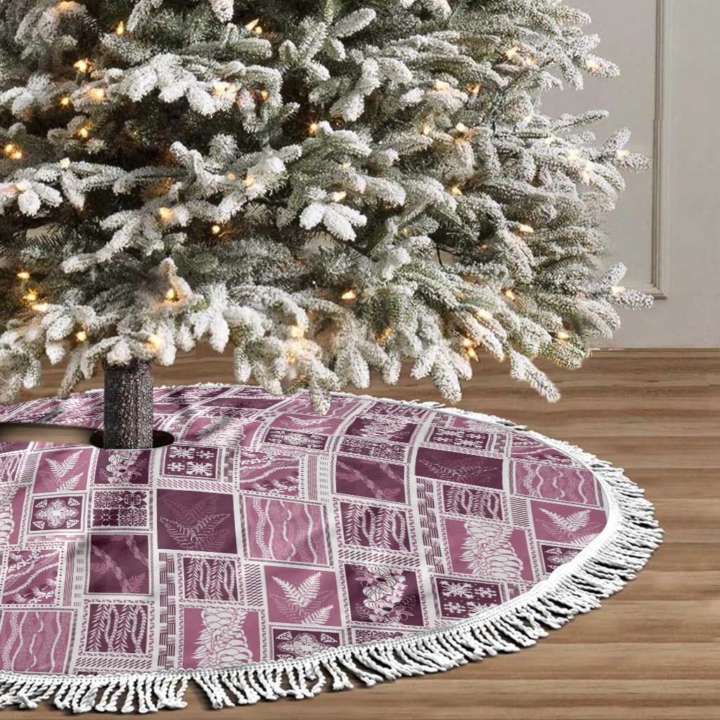 Vintage Aloha Block Quilt Tree Skirt Pink Inspired Lei Motifs LT9 - Polynesian Pride