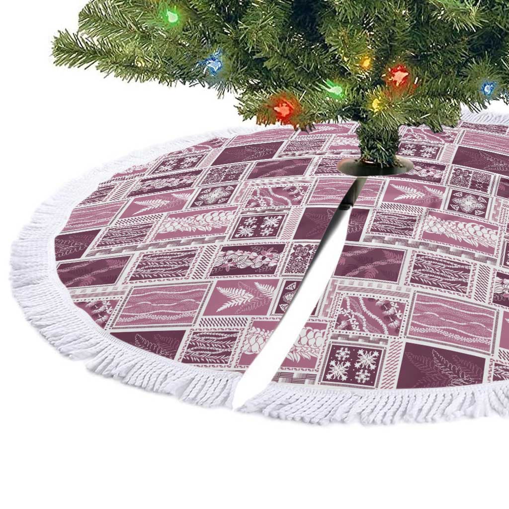 Vintage Aloha Block Quilt Tree Skirt Pink Inspired Lei Motifs LT9 - Polynesian Pride