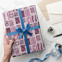 Vintage Aloha Block Quilt Wrapping Paper Pink Inspired Lei Motifs LT9 - Polynesian Pride