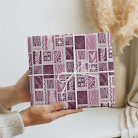 Vintage Aloha Block Quilt Wrapping Paper Pink Inspired Lei Motifs LT9 - Polynesian Pride