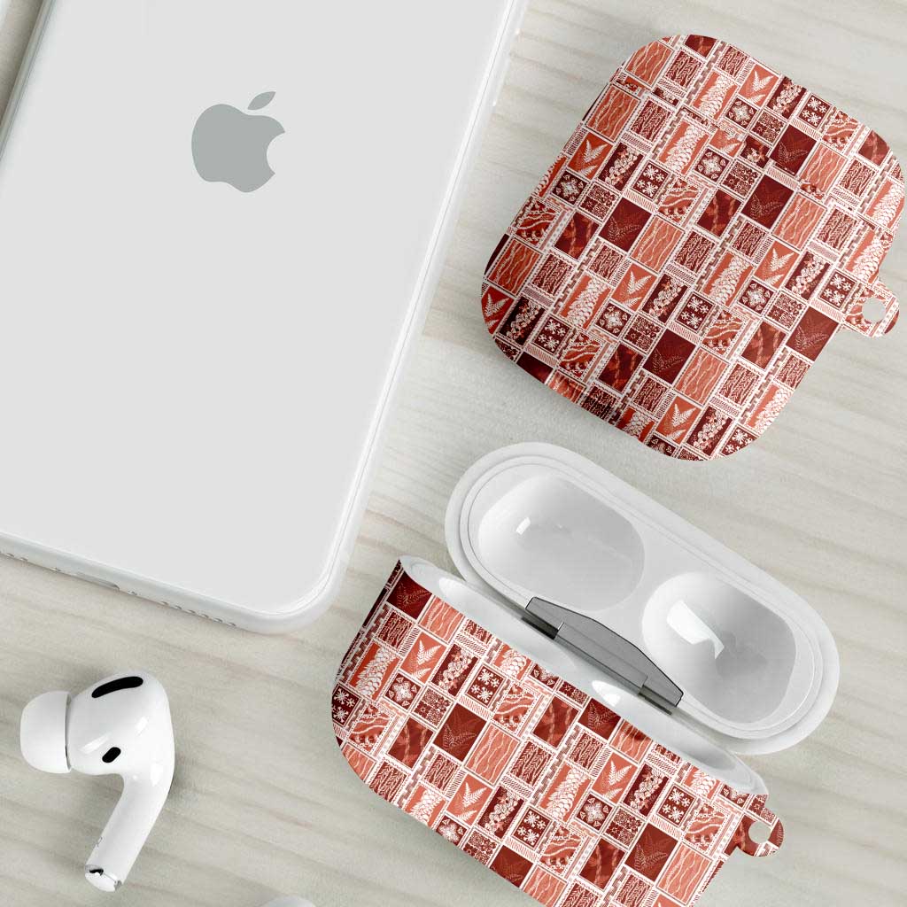 Vintage Aloha Block Quilt AirPods Case Red Inspired Lei Motifs LT9 - Polynesian Pride