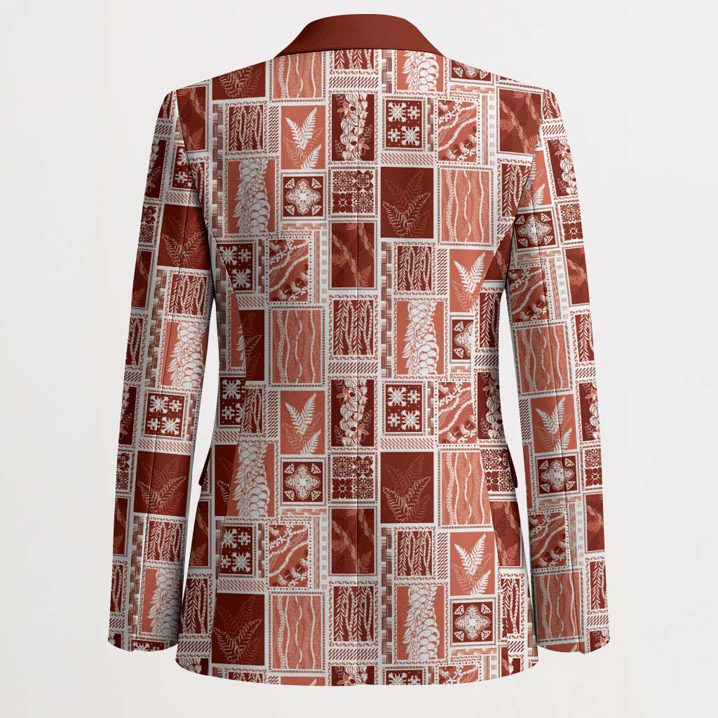 Vintage Aloha Block Quilt Blazer Red Inspired Lei Motifs LT9 - Polynesian Pride