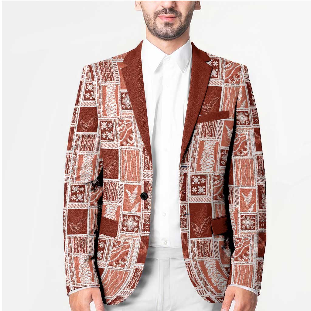Vintage Aloha Block Quilt Blazer Red Inspired Lei Motifs LT9 - Polynesian Pride