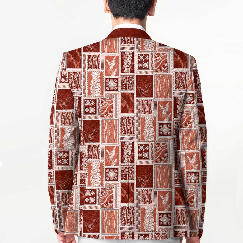 Vintage Aloha Block Quilt Blazer Red Inspired Lei Motifs LT9 - Polynesian Pride