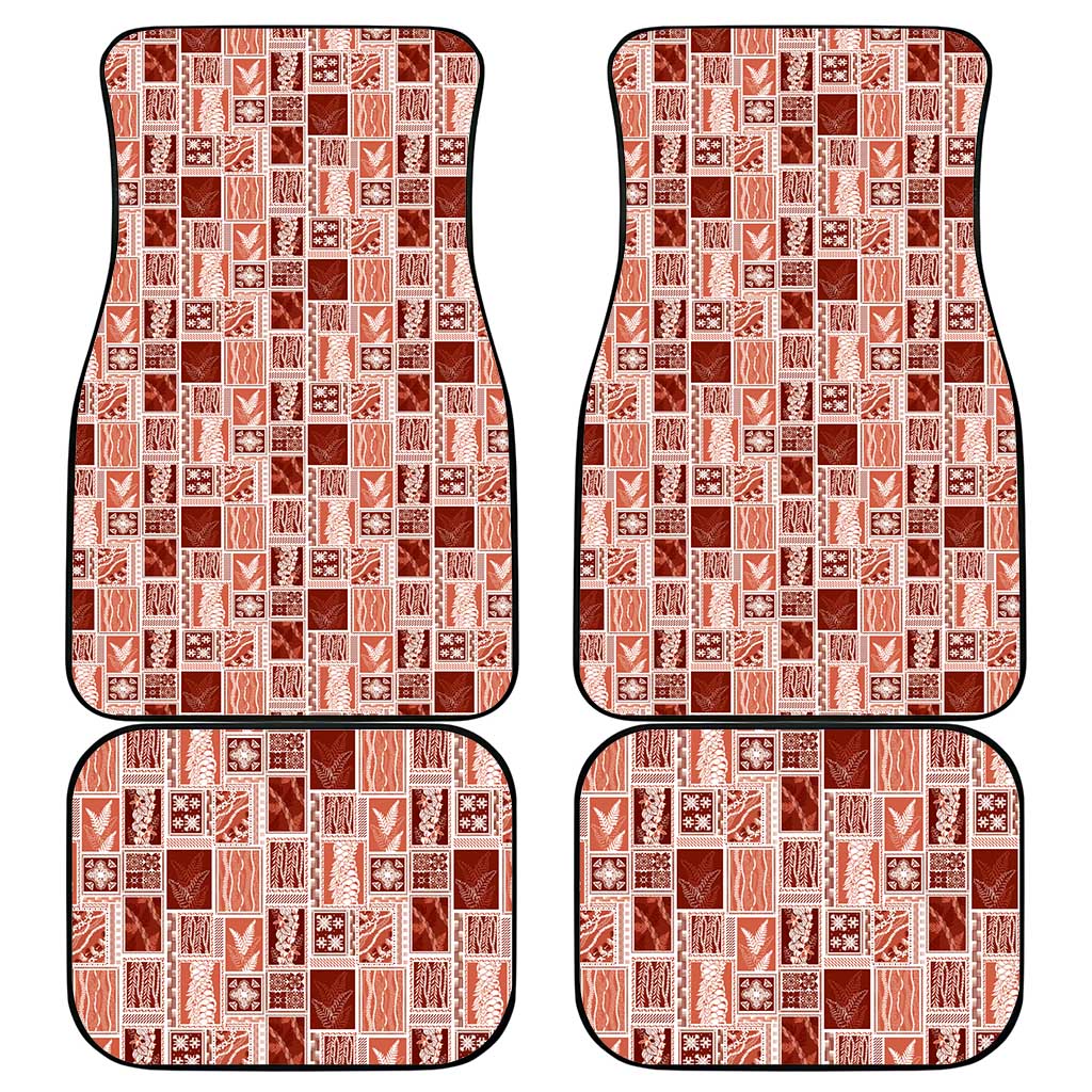 Vintage Aloha Block Quilt Car Mats Red Inspired Lei Motifs LT9 - Polynesian Pride