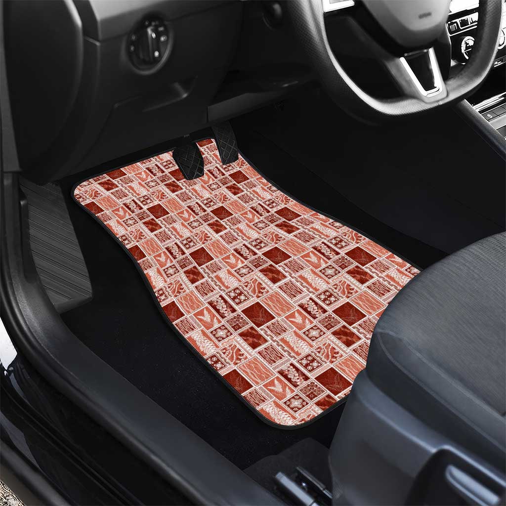 Vintage Aloha Block Quilt Car Mats Red Inspired Lei Motifs LT9 - Polynesian Pride