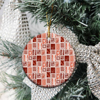 Vintage Aloha Block Quilt Ceramic Ornament Red Inspired Lei Motifs LT9 - Polynesian Pride