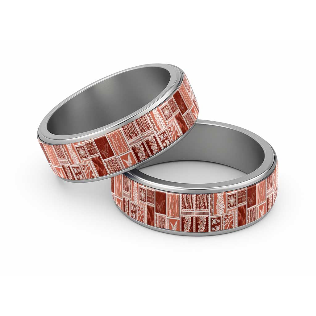 Vintage Aloha Block Quilt Classic Ring Red Inspired Lei Motifs LT9 Sliver Red - Polynesian Pride