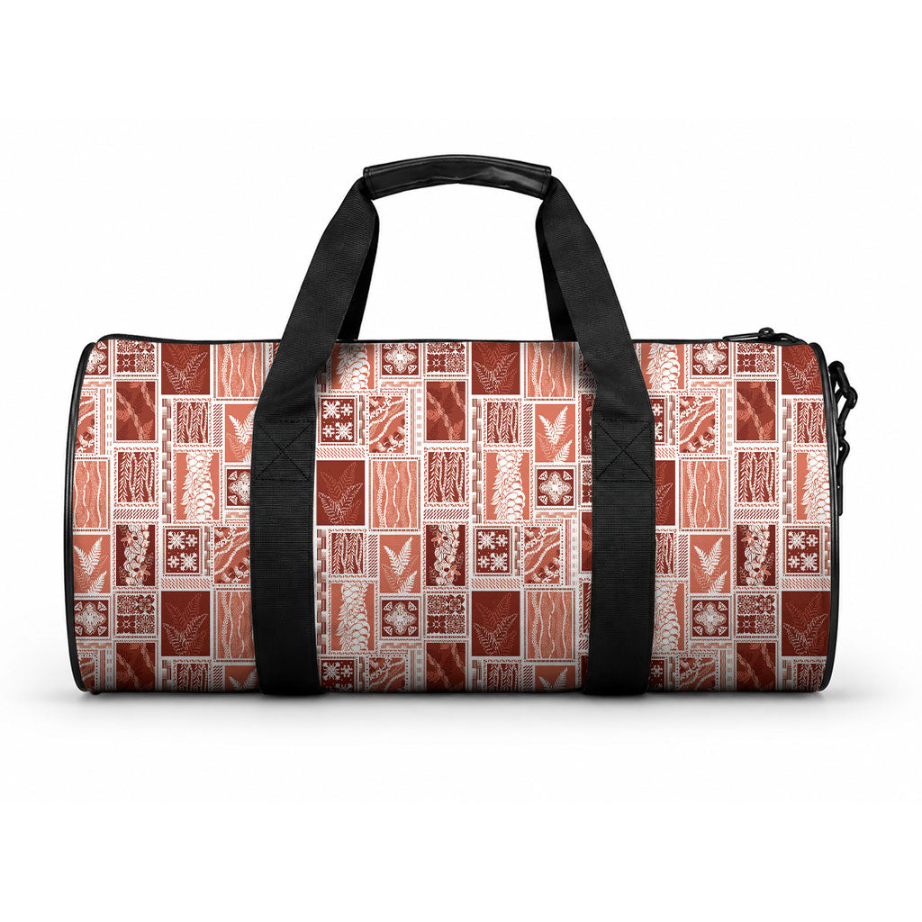 Vintage Aloha Block Quilt Duffle Bag Red Inspired Lei Motifs LT9 One size Red - Polynesian Pride
