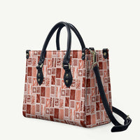 Vintage Aloha Block Quilt Leather Bag Red Inspired Lei Motifs LT9 Red - Polynesian Pride
