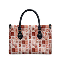 Vintage Aloha Block Quilt Leather Bag Red Inspired Lei Motifs LT9 - Polynesian Pride