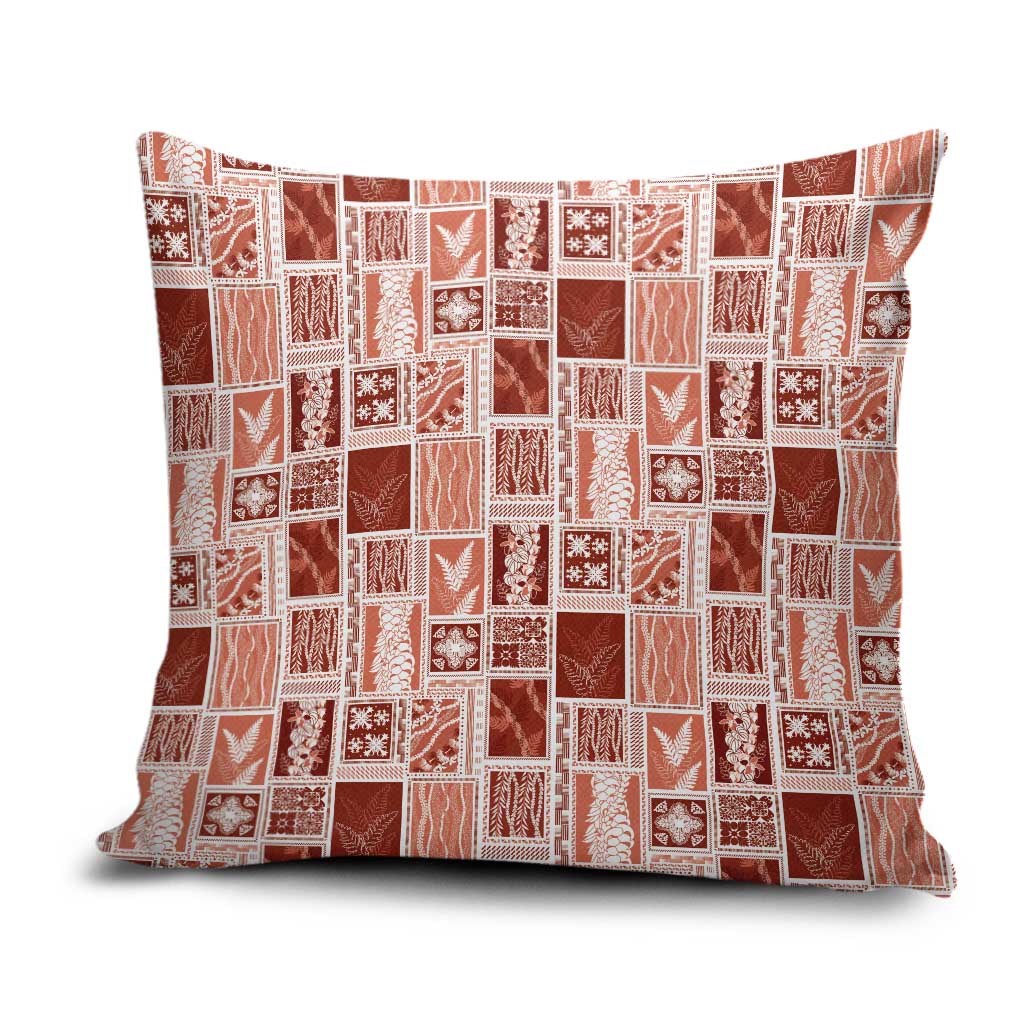 Vintage Aloha Block Quilt Pillow Cover Red Inspired Lei Motifs LT9 Red - Polynesian Pride