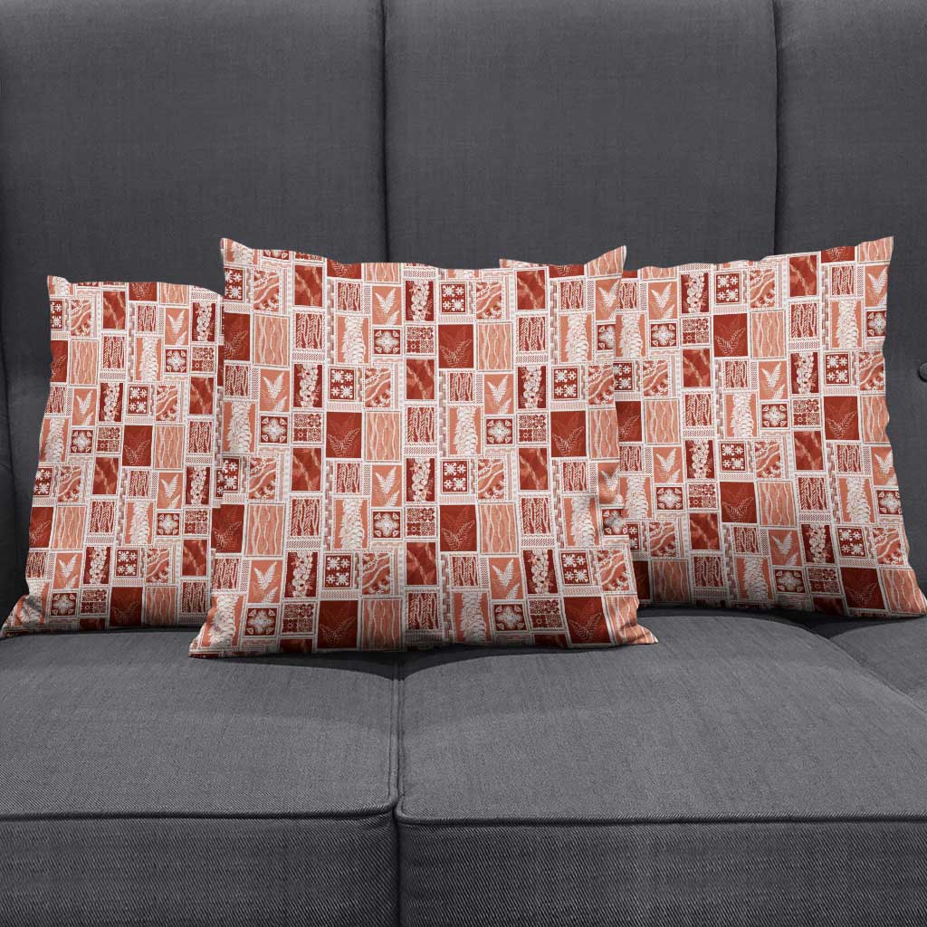 Vintage Aloha Block Quilt Pillow Cover Red Inspired Lei Motifs LT9 - Polynesian Pride