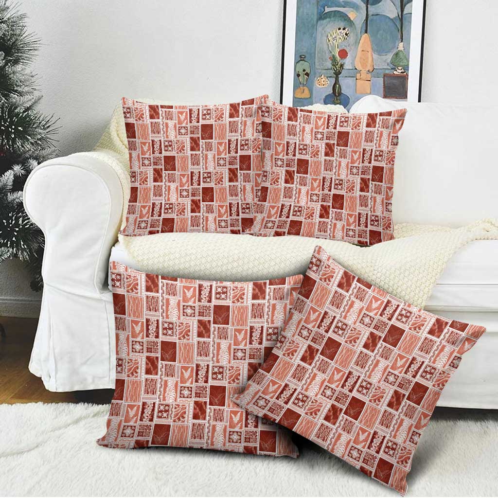 Vintage Aloha Block Quilt Pillow Cover Red Inspired Lei Motifs LT9 - Polynesian Pride