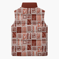 Vintage Aloha Block Quilt Sleeveless Puffer Jacket Red Inspired Lei Motifs LT9 - Polynesian Pride