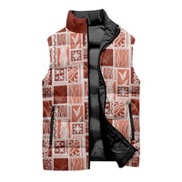 Vintage Aloha Block Quilt Sleeveless Puffer Jacket Red Inspired Lei Motifs LT9 - Polynesian Pride