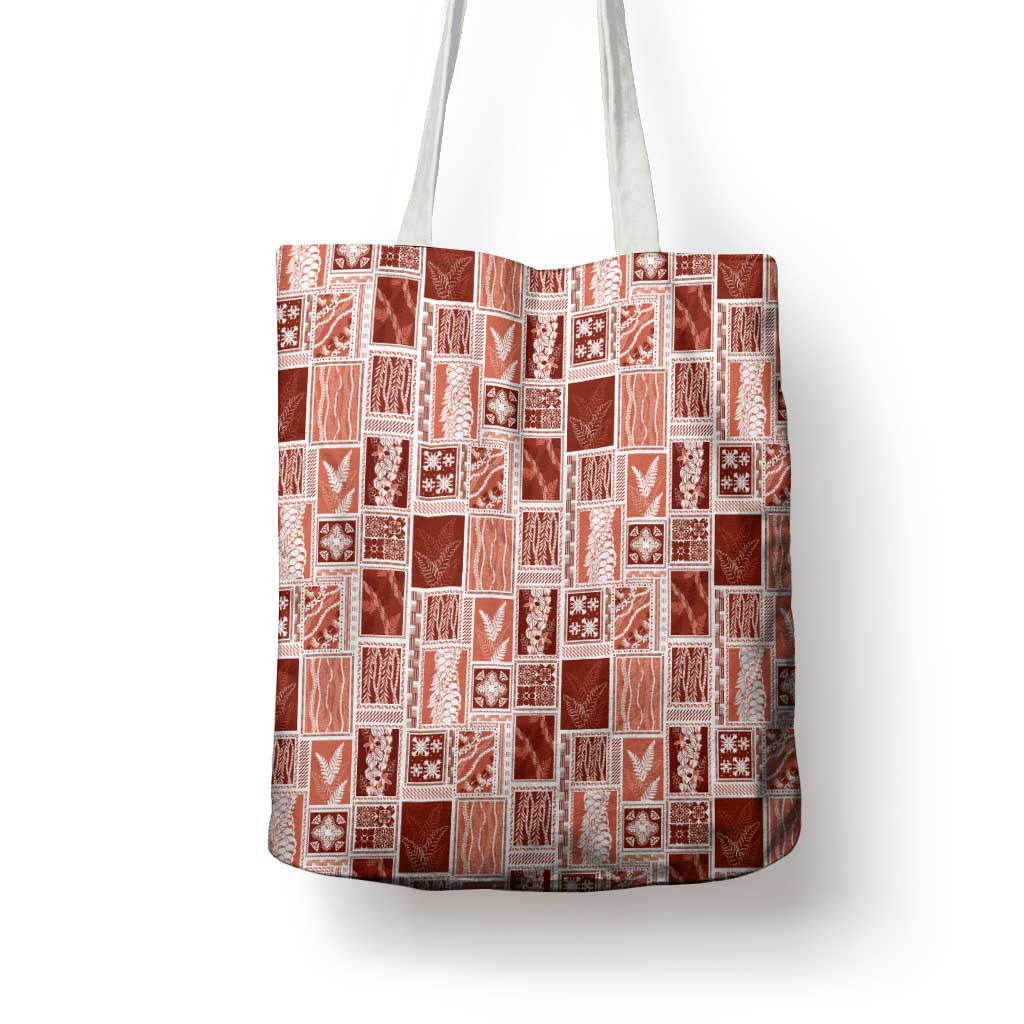 Vintage Aloha Block Quilt Tote Bag Red Inspired Lei Motifs LT9 - Polynesian Pride