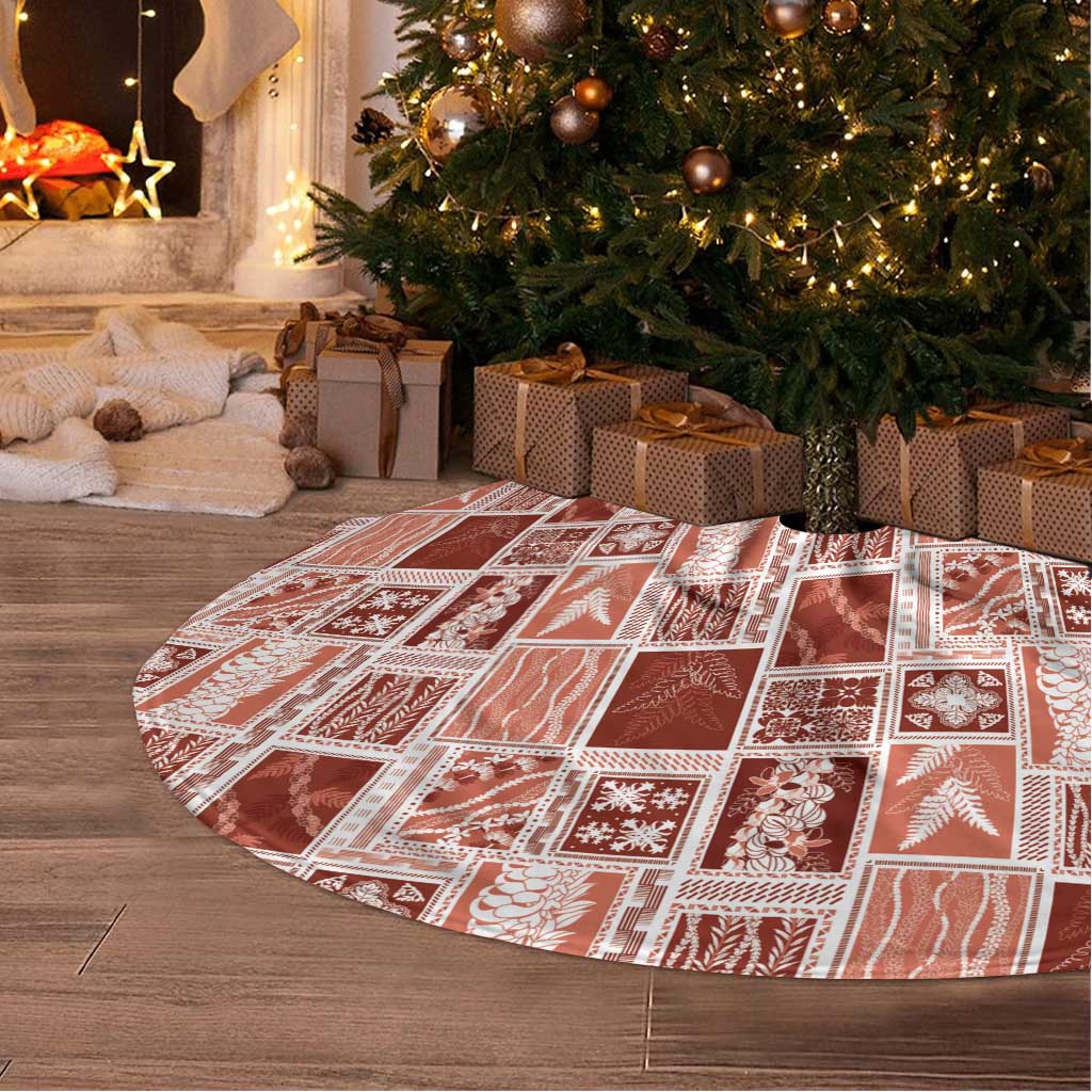 Vintage Aloha Block Quilt Tree Skirt Red Inspired Lei Motifs LT9 - Polynesian Pride