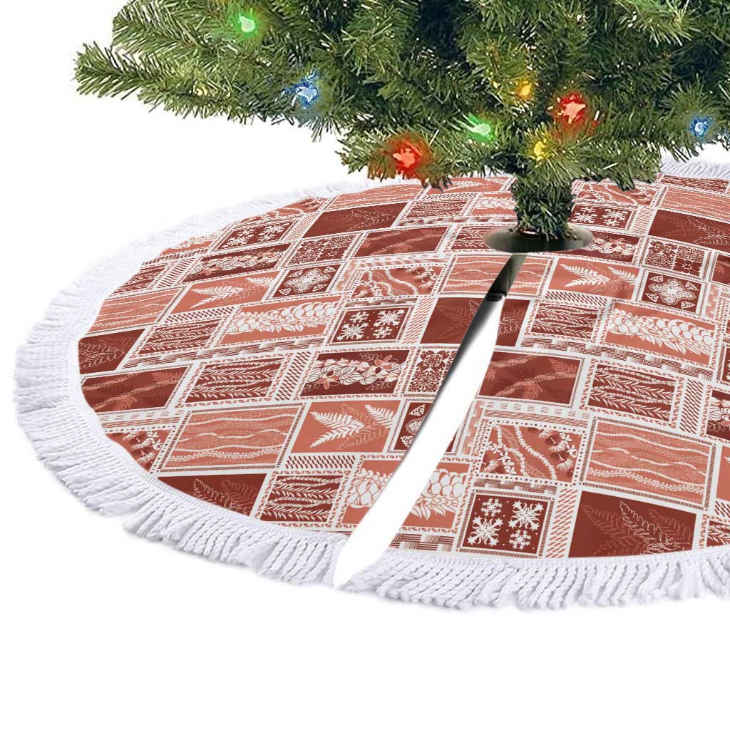 Vintage Aloha Block Quilt Tree Skirt Red Inspired Lei Motifs LT9 - Polynesian Pride