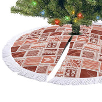 Vintage Aloha Block Quilt Tree Skirt Red Inspired Lei Motifs LT9 - Polynesian Pride