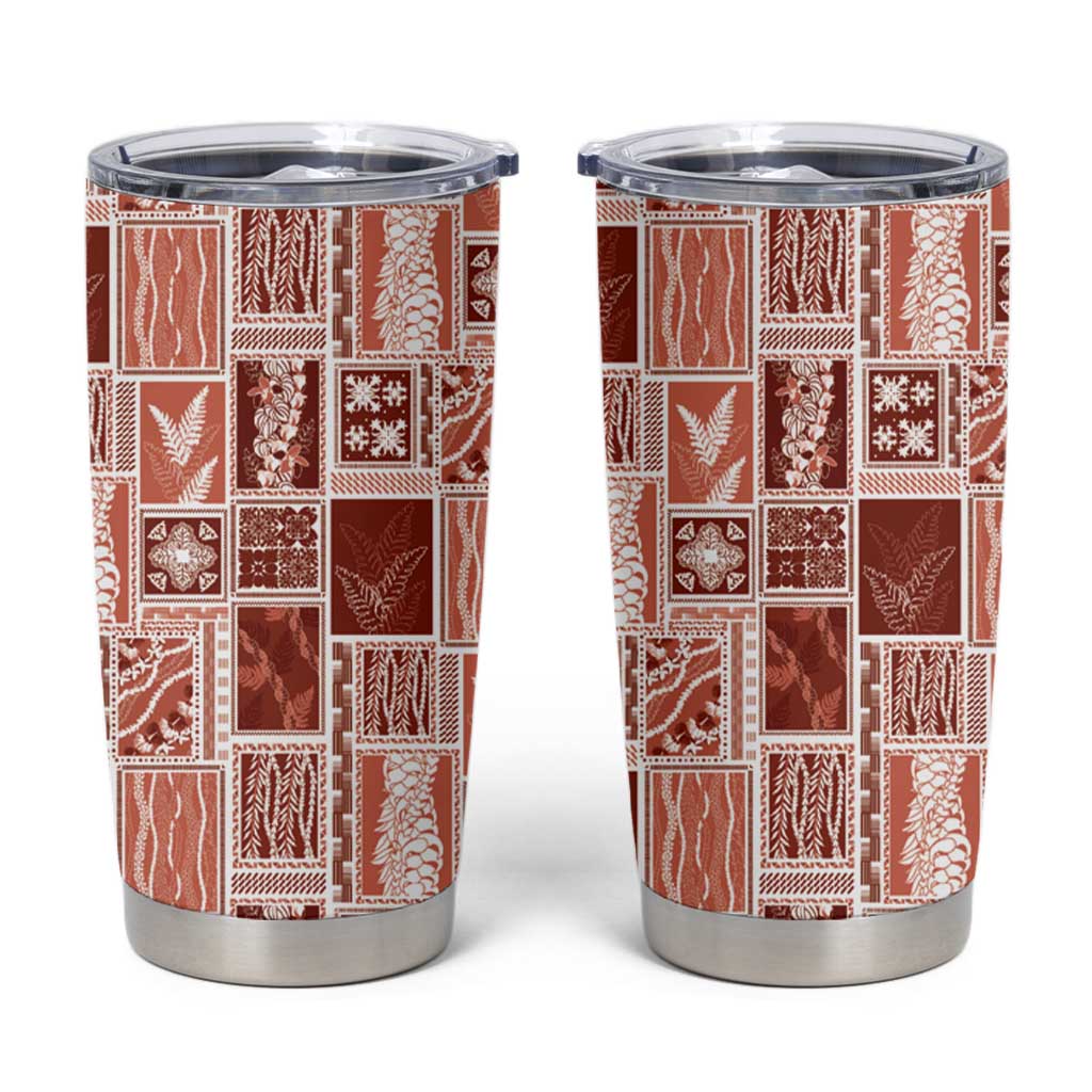 Vintage Aloha Block Quilt Tumbler Cup Red Inspired Lei Motifs LT9 Red - Polynesian Pride