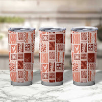 Vintage Aloha Block Quilt Tumbler Cup Red Inspired Lei Motifs LT9 - Polynesian Pride