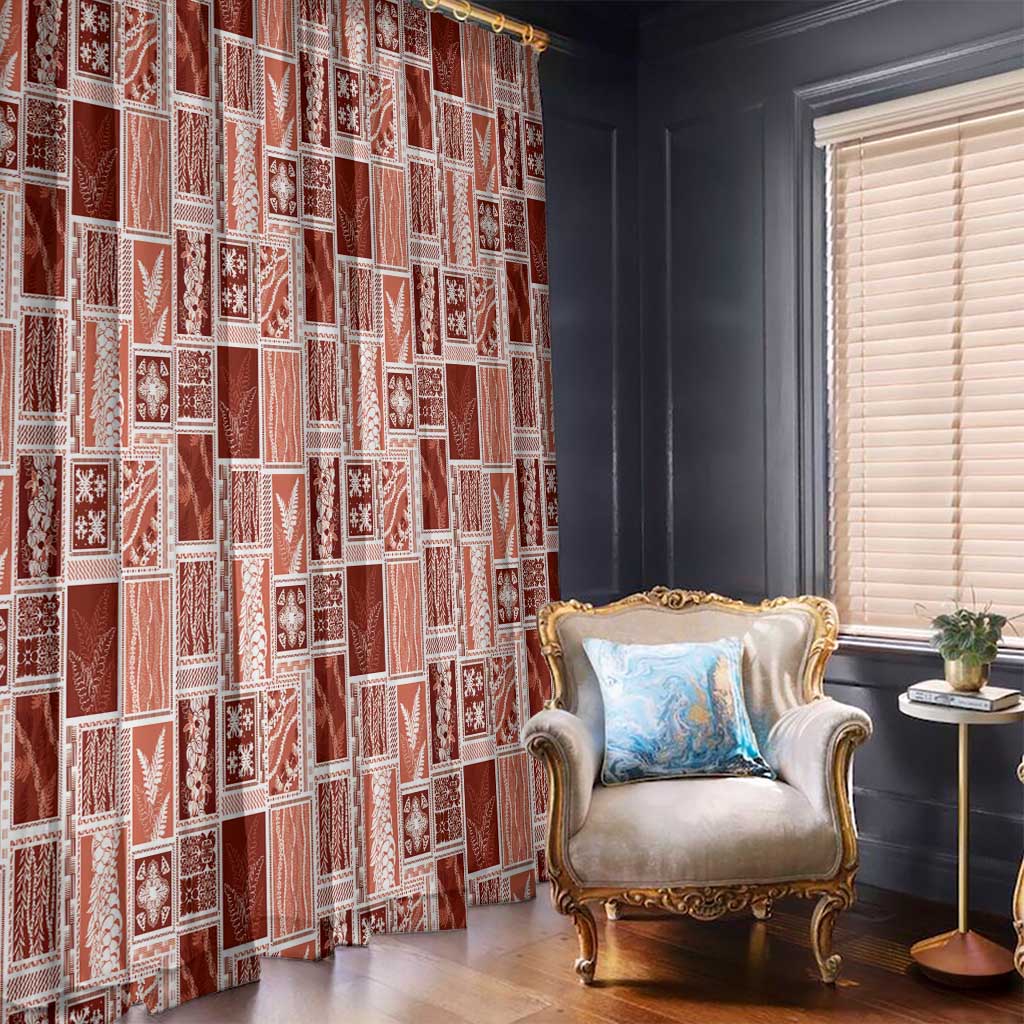 Vintage Aloha Block Quilt Window Curtain Red Inspired Lei Motifs LT9 - Polynesian Pride