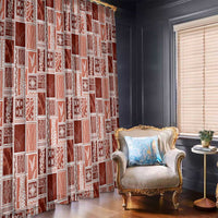 Vintage Aloha Block Quilt Window Curtain Red Inspired Lei Motifs LT9 - Polynesian Pride