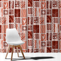 Vintage Aloha Block Quilt Window Curtain Red Inspired Lei Motifs LT9 - Polynesian Pride
