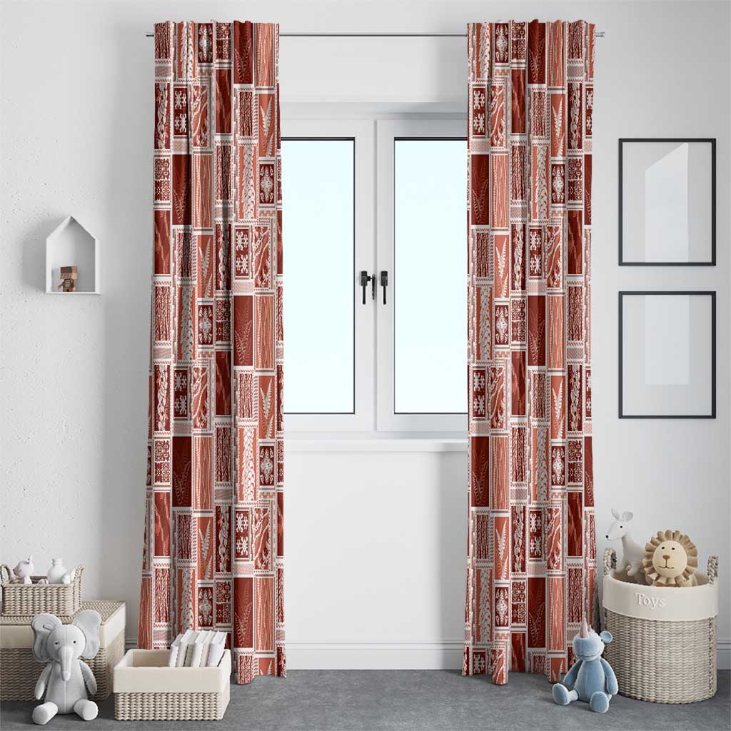 Vintage Aloha Block Quilt Window Curtain Red Inspired Lei Motifs LT9 - Polynesian Pride