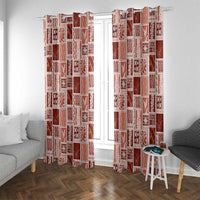 Vintage Aloha Block Quilt Window Curtain Red Inspired Lei Motifs LT9 With Grommets Red - Polynesian Pride