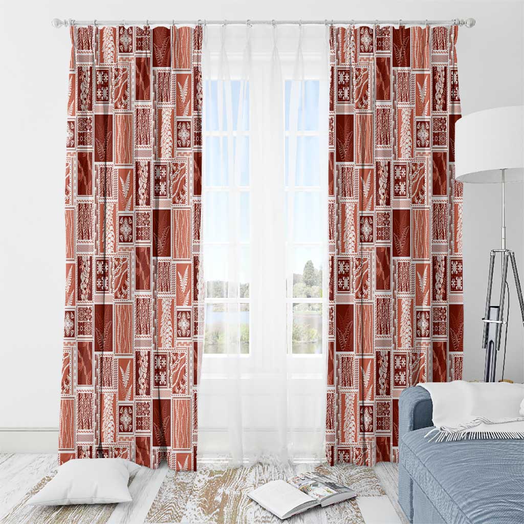 Vintage Aloha Block Quilt Window Curtain Red Inspired Lei Motifs LT9 - Polynesian Pride