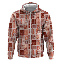 Vintage Aloha Block Quilt Zip Hoodie Red Inspired Lei Motifs LT9 Zip Hoodie Red - Polynesian Pride