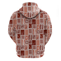 Vintage Aloha Block Quilt Zip Hoodie Red Inspired Lei Motifs LT9 - Polynesian Pride