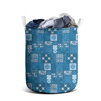 Vintage Hawaiian Quilting Patterns Laundry Basket Blue Style Tribal Fabric Patchwork LT9 - Polynesian Pride