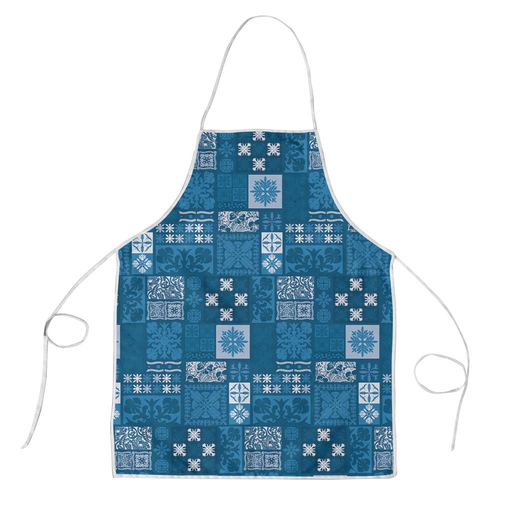 Vintage Hawaiian Quilting Patterns Apron Blue Style Tribal Fabric Patchwork LT9 Blue - Polynesian Pride