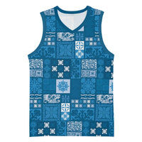 Vintage Hawaiian Quilting Patterns Basketball Jersey Blue Style Tribal Fabric Patchwork LT9 Unisex Blue - Polynesian Pride