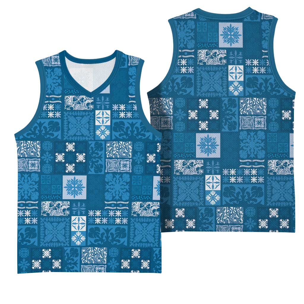 Vintage Hawaiian Quilting Patterns Basketball Jersey Blue Style Tribal Fabric Patchwork LT9 - Polynesian Pride