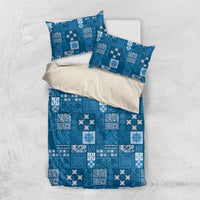 Vintage Hawaiian Quilting Patterns Bedding Set Blue Style Tribal Fabric Patchwork LT9 US Twin 172cm x 218cm Blue - Polynesian Pride