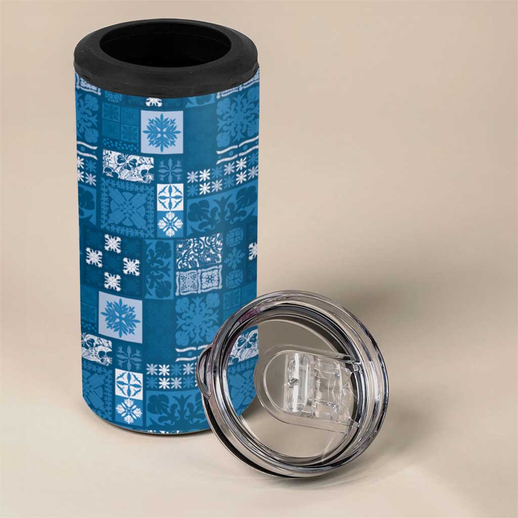Vintage Hawaiian Quilting Patterns 4 in 1 Can Cooler Tumbler Blue Style Tribal Fabric Patchwork LT9 - Polynesian Pride