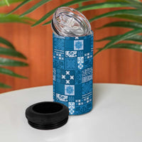 Vintage Hawaiian Quilting Patterns 4 in 1 Can Cooler Tumbler Blue Style Tribal Fabric Patchwork LT9 - Polynesian Pride