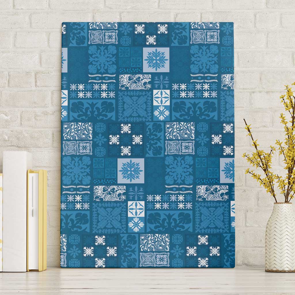 Vintage Hawaiian Quilting Patterns Canvas Wall Art Blue Style Tribal Fabric Patchwork LT9 Without Frame Blue - Polynesian Pride