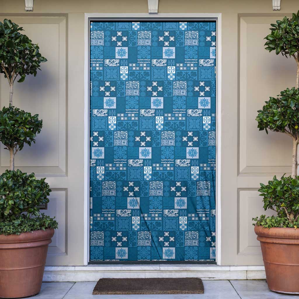 Vintage Hawaiian Quilting Patterns Door Cover Blue Style Tribal Fabric Patchwork LT9 Blue - Polynesian Pride