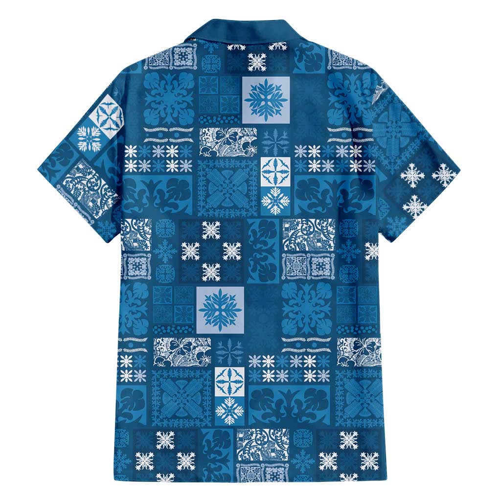 Vintage Hawaiian Quilting Patterns Hawaiian Shirt Blue Style Tribal Fabric Patchwork LT9 - Polynesian Pride