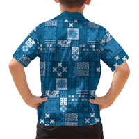 Vintage Hawaiian Quilting Patterns Hawaiian Shirt Blue Style Tribal Fabric Patchwork LT9 - Polynesian Pride