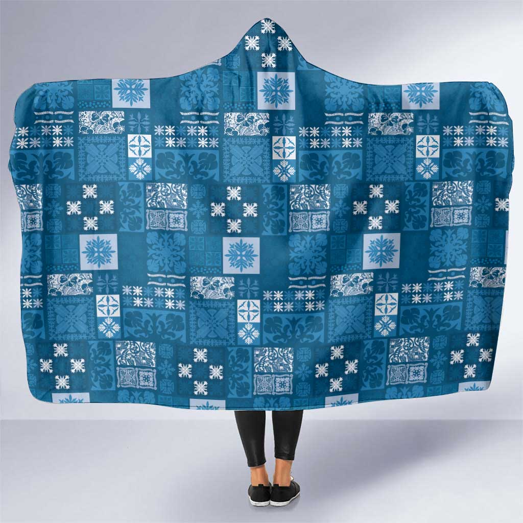 Vintage Hawaiian Quilting Patterns Hooded Blanket Blue Style Tribal Fabric Patchwork LT9 One Size Blue - Polynesian Pride