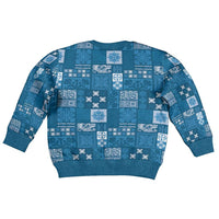 Vintage Hawaiian Quilting Patterns Kid Ugly Christmas Sweater Blue Style Tribal Fabric Patchwork LT9 - Polynesian Pride