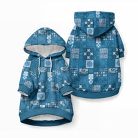 Vintage Hawaiian Quilting Patterns Pet Hoodie Blue Style Tribal Fabric Patchwork LT9 Pullover Blue - Polynesian Pride