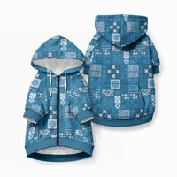 Vintage Hawaiian Quilting Patterns Pet Hoodie Blue Style Tribal Fabric Patchwork LT9 Zip-up Blue - Polynesian Pride