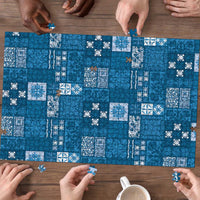 Vintage Hawaiian Quilting Patterns Puzzle Blue Style Tribal Fabric Patchwork LT9 - Polynesian Pride